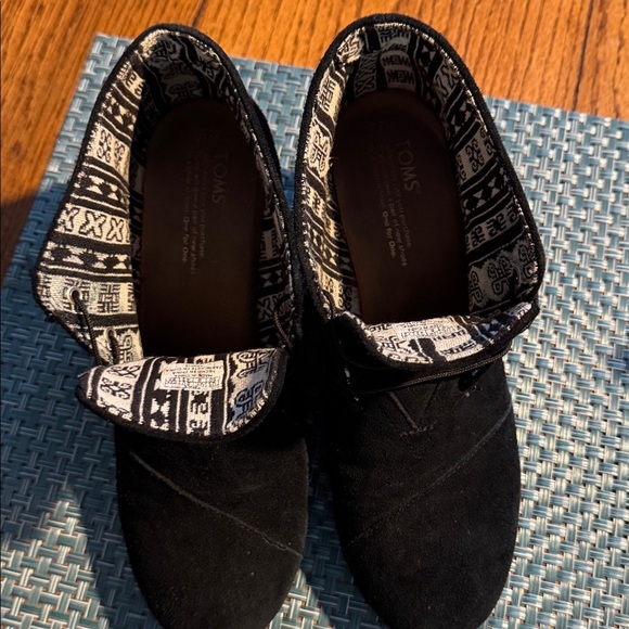 Toms Dessert Wedge Suede Black Booties Size 10 - Picture 5 of 7